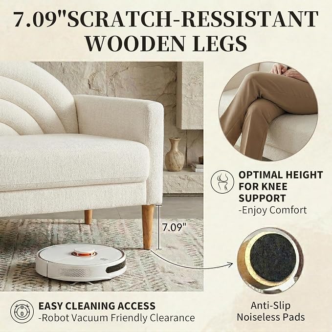49" Small Loveseat Sofa for Small Spaces, Mid Century Modern Sofa, Linen - Image 7