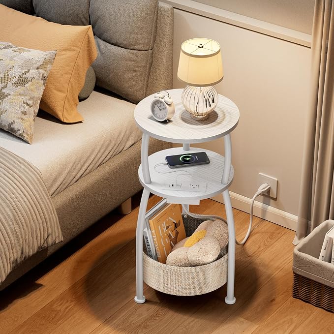 Round Side Table, 3-Tier End Table - Image 4