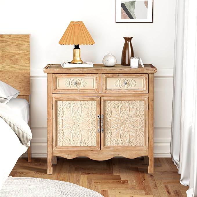 RoyalCraft Solid Wood Nightstand, Vintage Side Table - Image 4