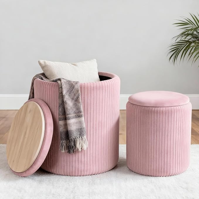CAROLMADE Set of 2 Round Ottoman by CAROLMADE