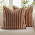 decorUhome Cozy Faux Fur Throw Pillow Covers 20x20 Set of 2 Decorative Soft by decorUhome