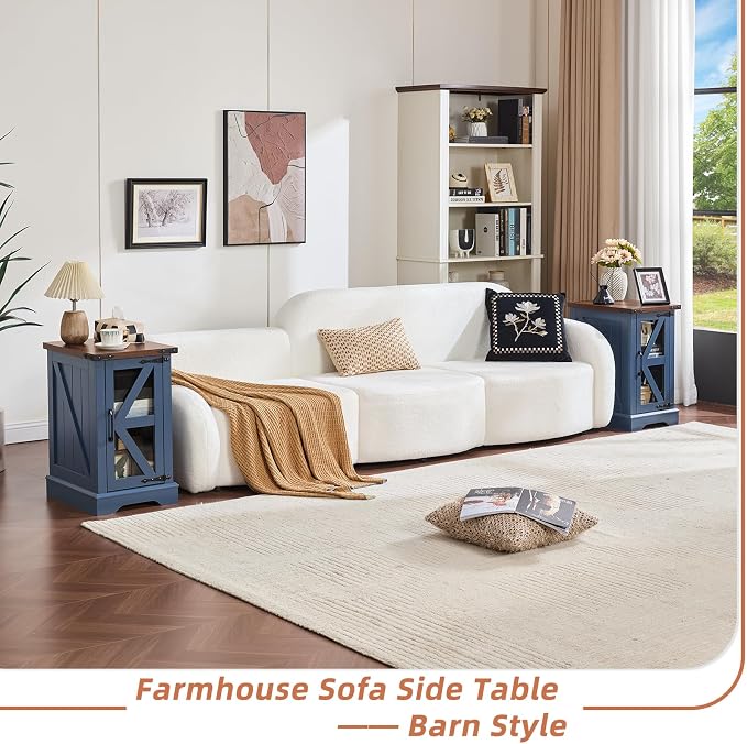 Joaxswe Farmhouse 14'' Side End Table Set of 2, Narrow Night Stand - Image 4