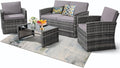 KROFEM 4-Piece Patio Furniture Set, Wicker Outdoor Rattan Sectional Sofa by KROFEM