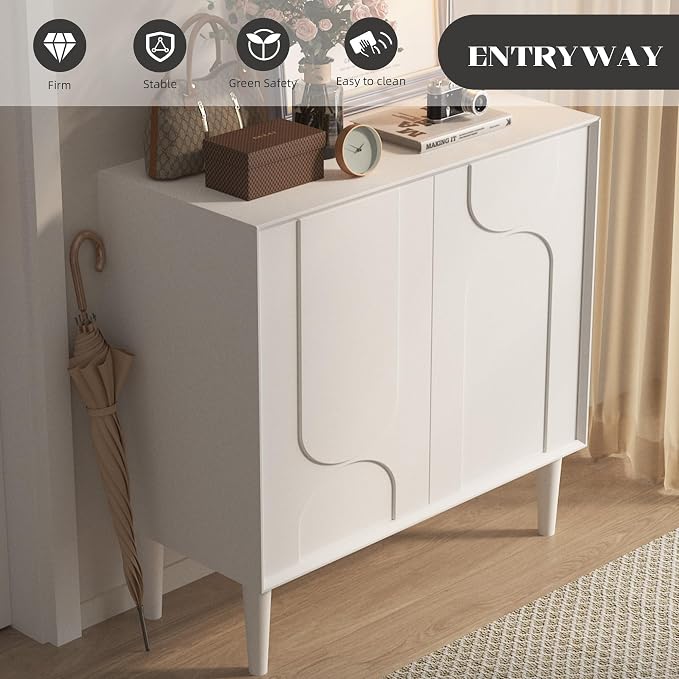 Easyego 63″ Mid Century Modern Sideboard Buffet Cabinet, Dining Room, 2-Piece - Image 5