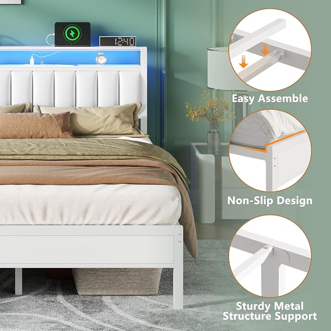Furnulem White Queen Bed Frame - Image 6