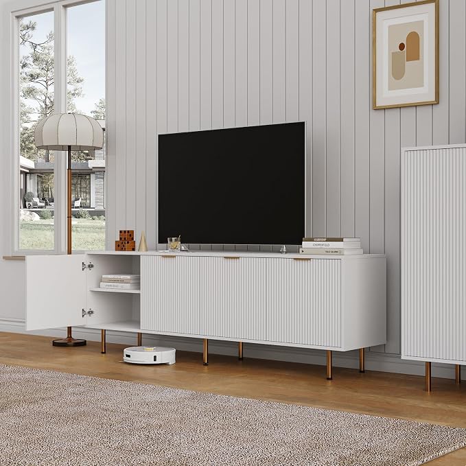 Mid Century Modern TV Stand for 80 Inch TV, Entertainment Center - Image 5