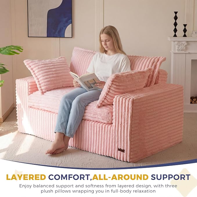 MAXYOYO 59" Bean Bag Sofa Couch, Loveseat Boneless Couch in a Box, Upholstered - Image 6