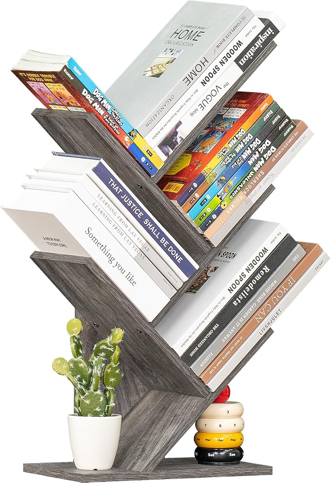 SHEEPAM 5 Tier Tree Book Shelf, Small Desktop Bookshelf - Image 9