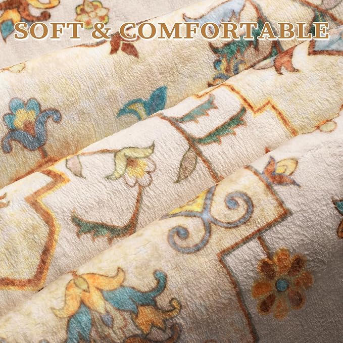 SERISSA Boho Rugs for Entryway, 2x3 Light Yellow Entryway Rug Non-Slip Washable - Image 4