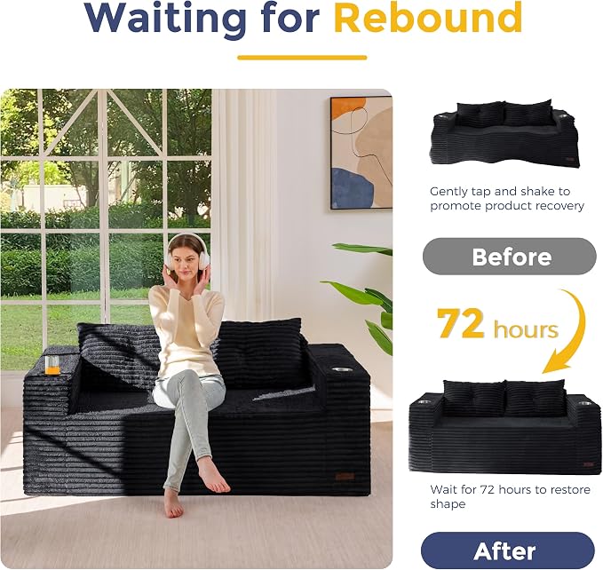 MAXYOYO 63" Boneless Loveseat Sofa Couch - Image 6