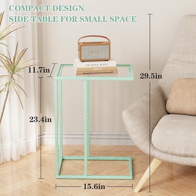 Easy Paws C Shaped Table, Glass Side End Table - Image 3