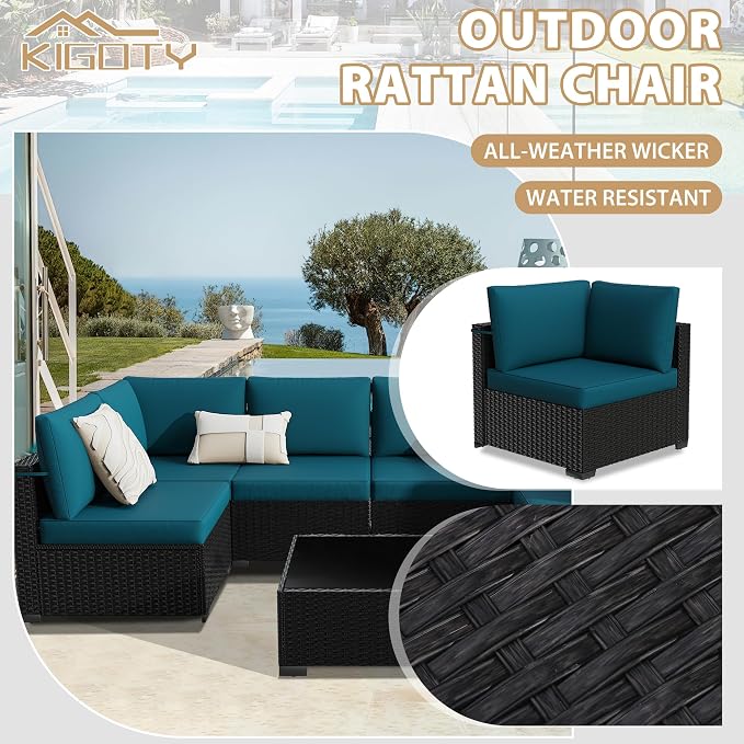 KIGOTY 7-Piece Patio Furniture Set, All-Weather PE Rattan Outdoor Sectional Sofa - Image 6