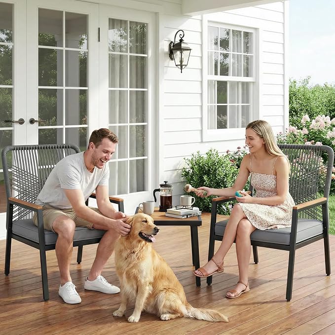LIFERUN 3-Piece Patio Furniture Set, 2 Outdoor Rattan Chairs - Image 7