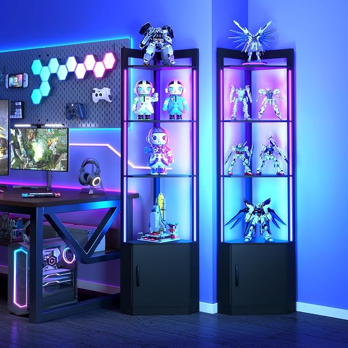 5-Tier Display Cabinet, RGBWIC LED Light, Remote & APP Control, Adjustable by Unknown