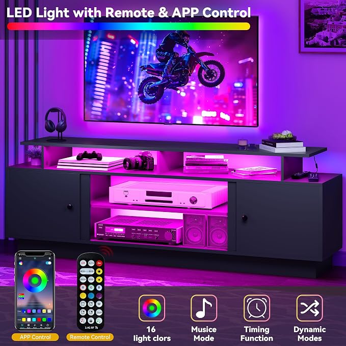 DWVO Modern TV Stand for 75 Inch TVs, Entertainment Center - Image 3