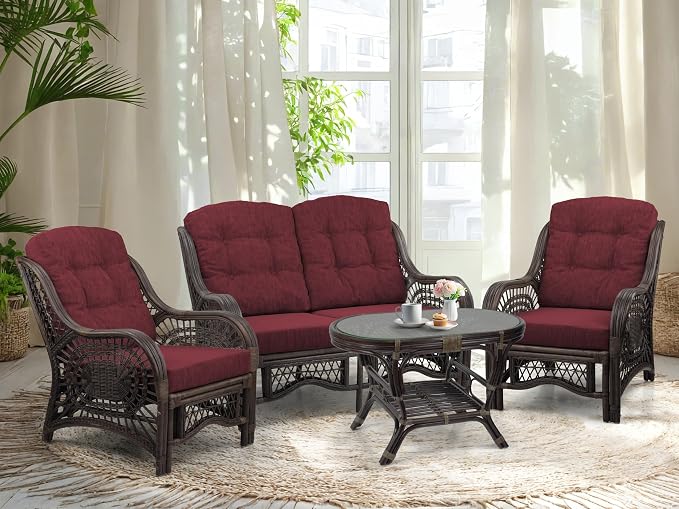 Malibu Lounge Loveseat Sofa Natural Rattan Wicker Handmade Design - Image 5