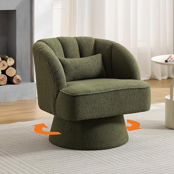 Garvee Ultra-Plush Swivel Accent Chair, 360° Barrel Lounge Chair - Image 8