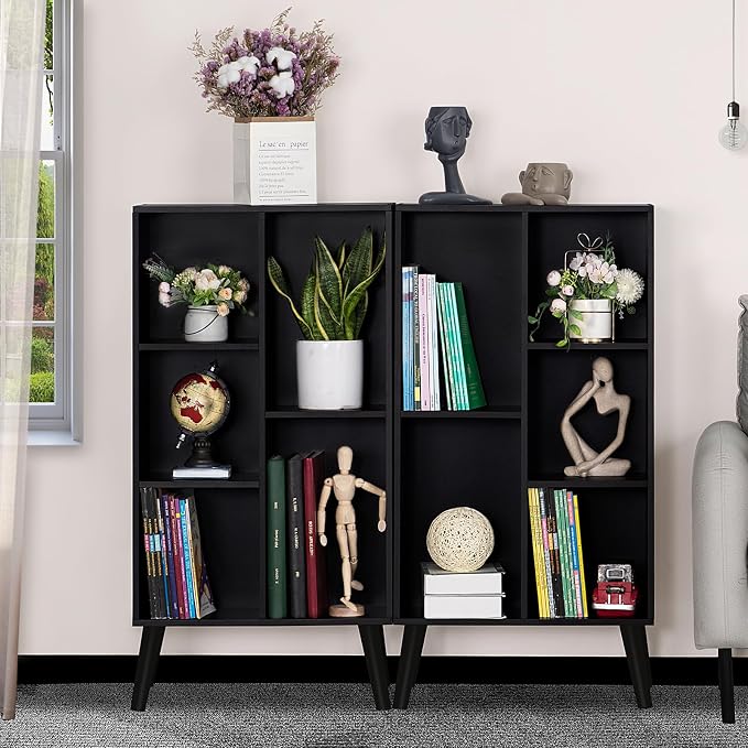 YAHARBO Small Black Narrow Bookshelf, 3 Tier Modern Bookcase - Image 7