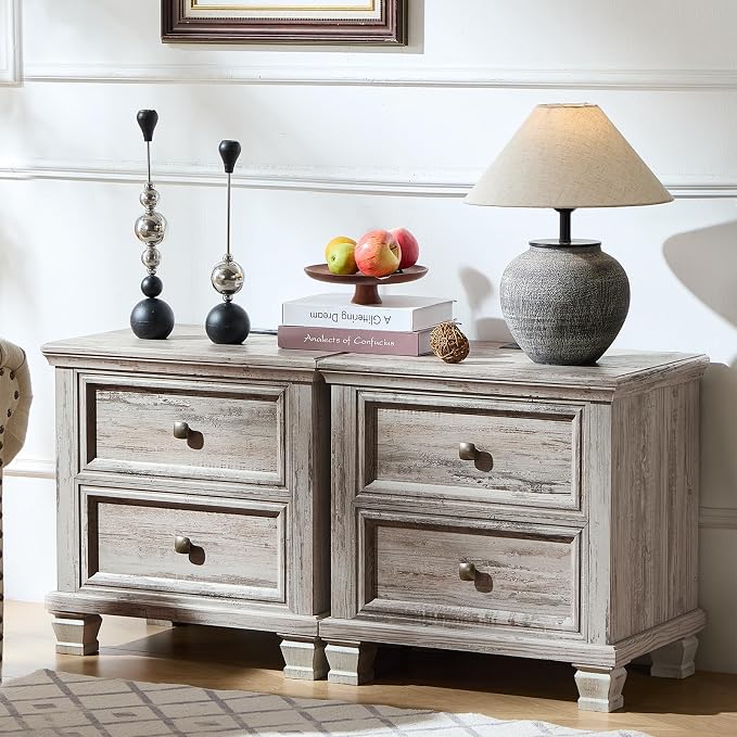 SAVOR LIFE Farmhouse Nightstand Set of 2 by SAVORLIFEFurniture