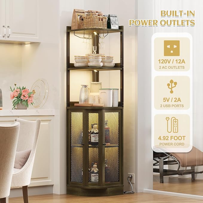 EOYUTLLY Corner Bar Cabinet - Image 4