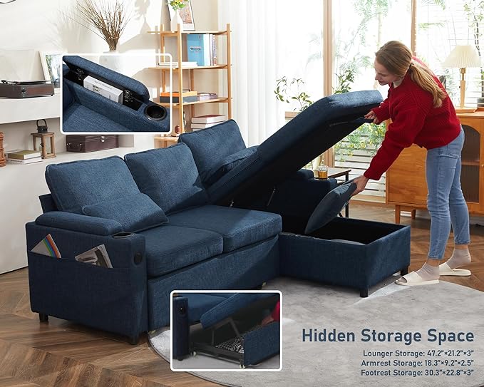 DURASPACE Sofa Bed Sleeper Pull Out 2 in 1 Sectional Sleeper Sofa Couches - Image 5