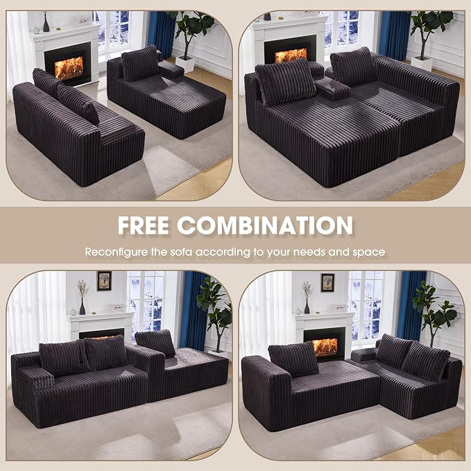 Modular Sectional Sofa Couches L-Shape Couch 3 Seat Modular Sofa Memory Foam - Image 8