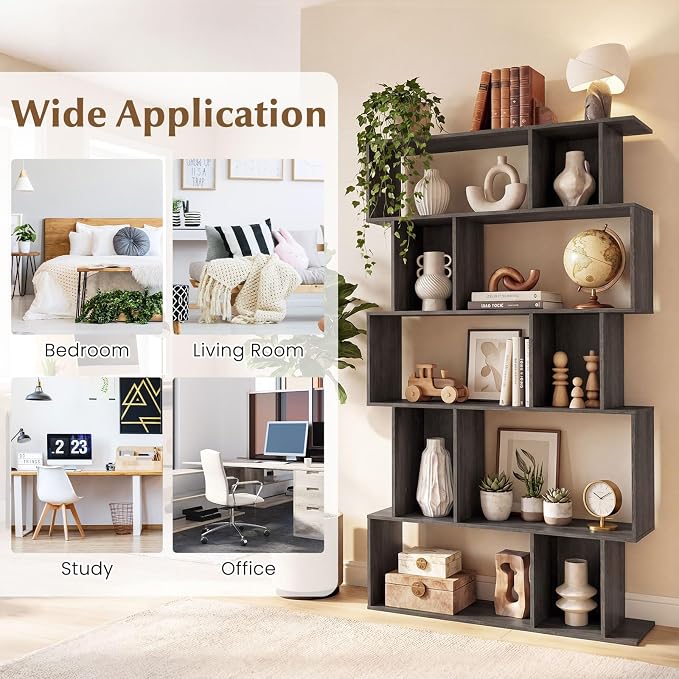 Giantex 5-Tier Bookshelf, 10-Cube Geometric Book Case - Image 6