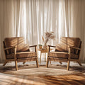 VINGLI Solid Wood Wide Armrests Accent Chair Set of 2, Upholstered Mid Century by VINGLI