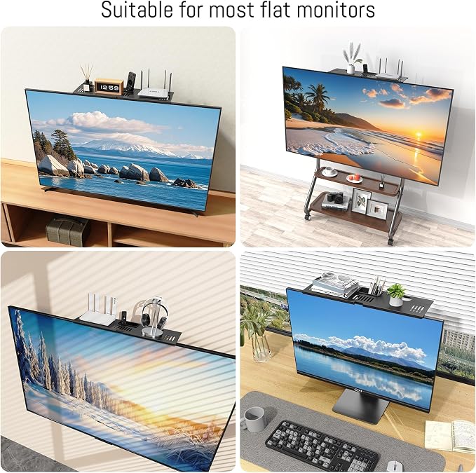 CABTE Adjustable Steel TV Top Shelf, Floating TV Stand, Universal Monitor Shelf - Image 7