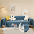 HANDONTIME Navy Blue Sectional Couch Covers, 3 Cushion Couch Chenille Cover by HANDONTIME