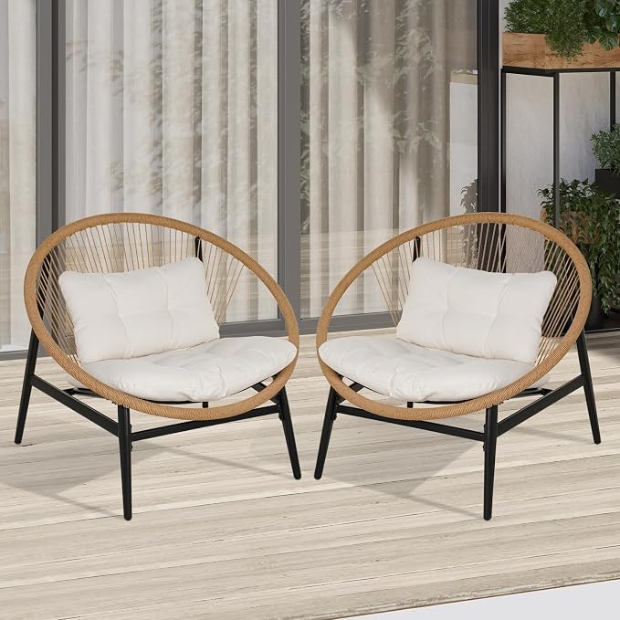 Grand patio Oversized Outdoor Chairs Set of 2, Wicker Patio Chairs - Image 4