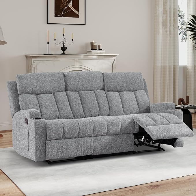 CANMOV Manual Recliner Sofa Set, Fabric Reclining Sofa Chair - Image 8