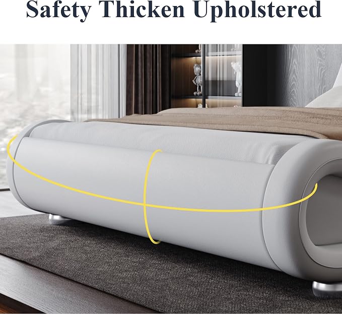 Allewie Queen Size Upholstered Platform Bed Frame - Image 5