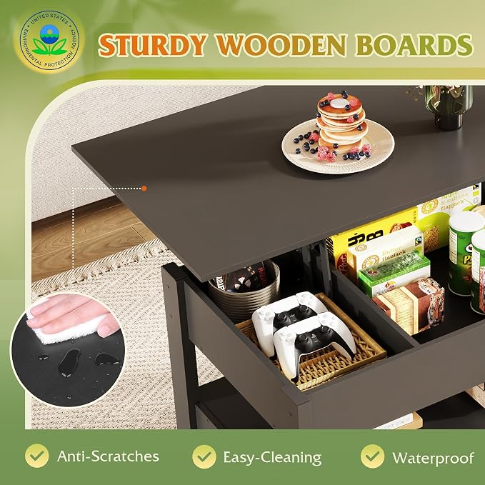 WLIVE Coffee Table, Lift Top Coffee Table - Image 7
