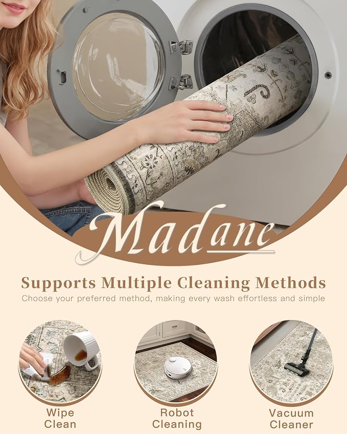 Madane Hallway Runner 3x8, Kitchen Rugs Washable Entryway Rug Vintage Kitchen - Image 9