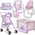 Baby Doll Stroller Bed and Swing Nursery Playset, Baby Doll Accessories by DollsToPlay