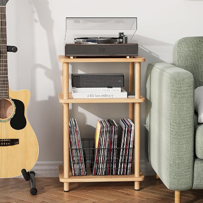 Apicizon 3 Tier End Table, Record Player Stand by APICIZON