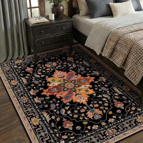 Area Rugs 5'x7' Washable Non-Slip, Floral Vintage Distress Print Pattern - Image 2