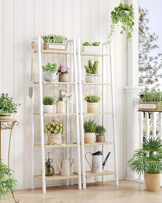 Hzuaneri Ladder Shelf, Bookshelf Bookcase, Freestanding Corner Storage Shelve - Image 7