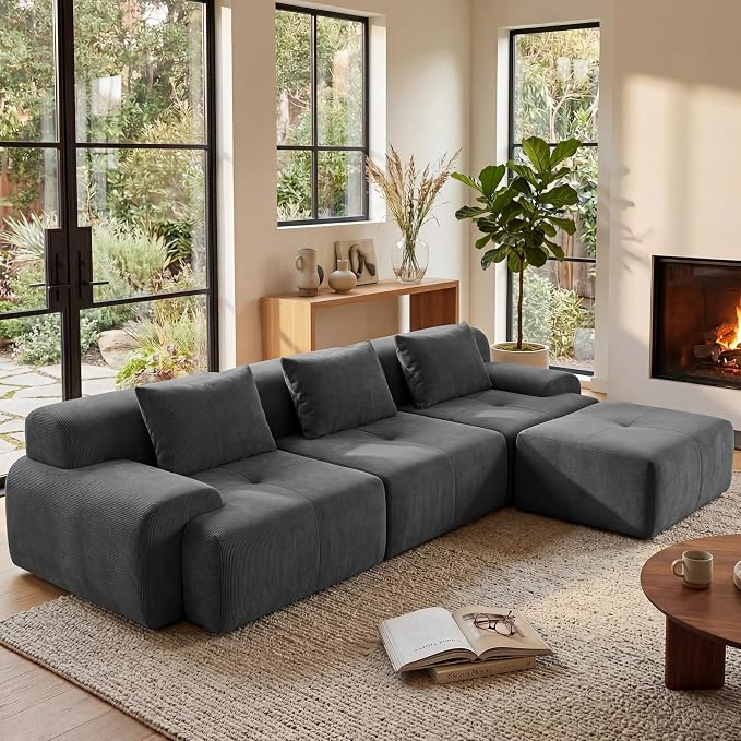 GRUSIGN 108'' Modular Sectional Boneless Couch, Tufted Cloud Sectional Couches by GRUSIGN