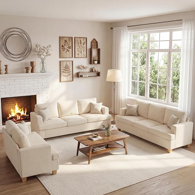 Apicizon 3 Pieces Couch Set Living Room Furniture Sets, Loveseat Sofa & 3 by APICIZON