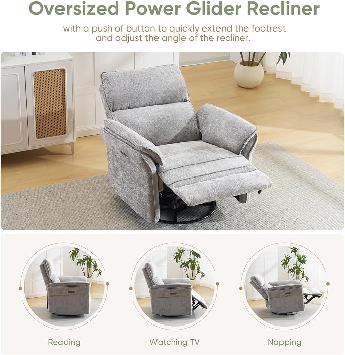 Oversized Power Recliner Chair Swivel Glider - Image 5