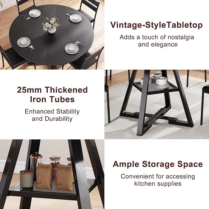 Jocoevol Round Dining Table for 4, Kitchen Dining Room Circle Dinner Pedestal - Image 5