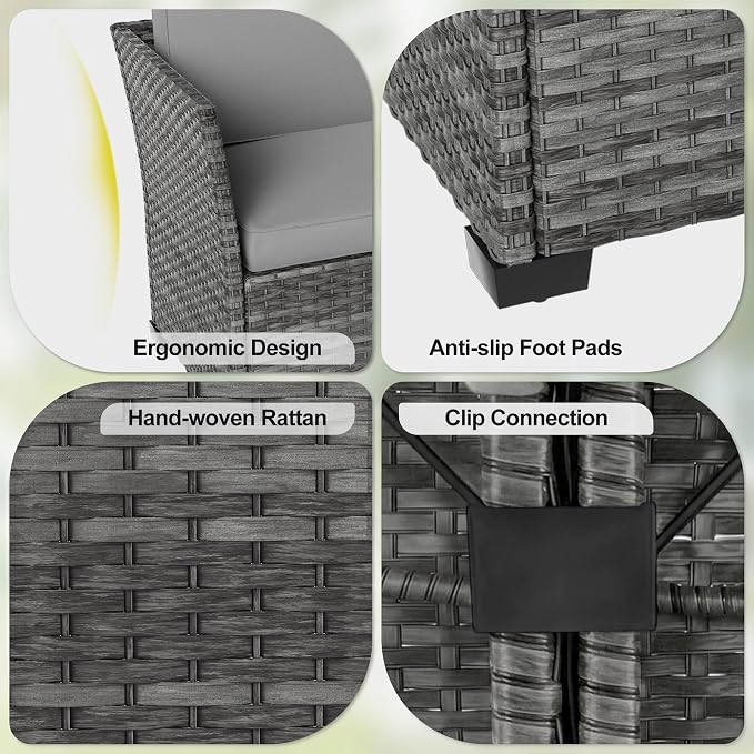LOUVIXA 7 Pieces Patio Furniture Set, Outdoor Patio Furniture, Wicker - Image 7
