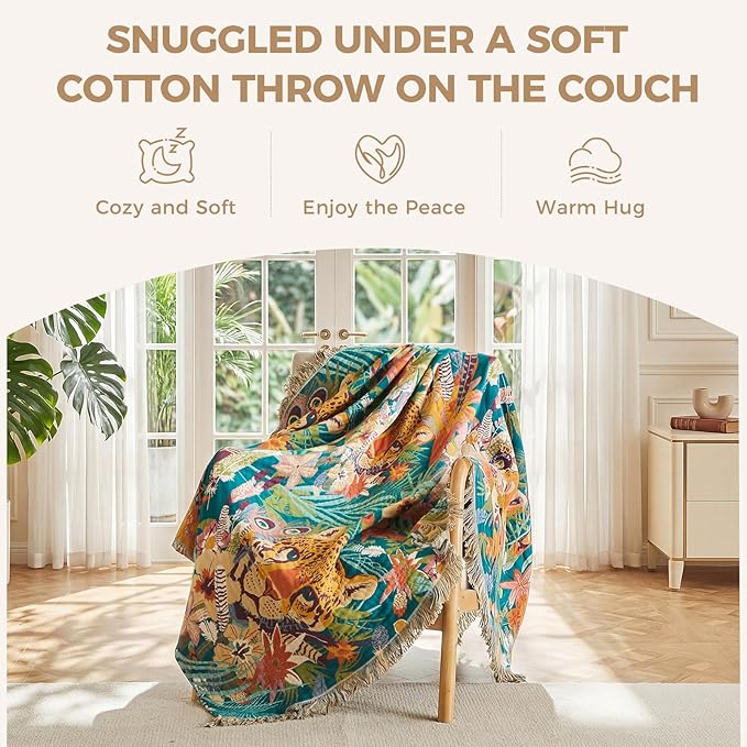 LUTBM Throw Blanket for Couch Sofa Soft Cotton Summer Blankets for Bedroom - Image 4