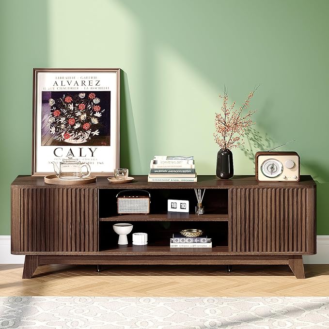 VINGLI 58.6" TV Stand up for 70 Inch TV, Mid Century Entertainment Center - Image 5