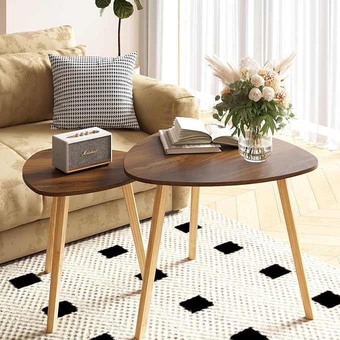 BAMEOS Bamboo Nesting Triangle End Table by BAMEOS