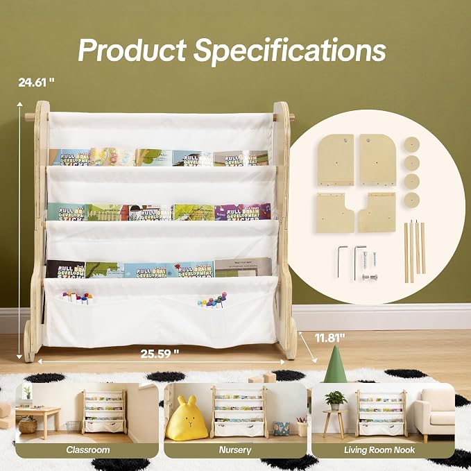 WONFUlity 4-Tier Kids Bookshelf, Book Shelf - Image 2