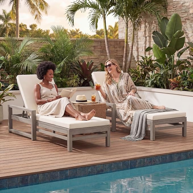 Outdoor Chaise Lounge Chair Set of 2, Patio Chaise Lounge Recliner - Image 4