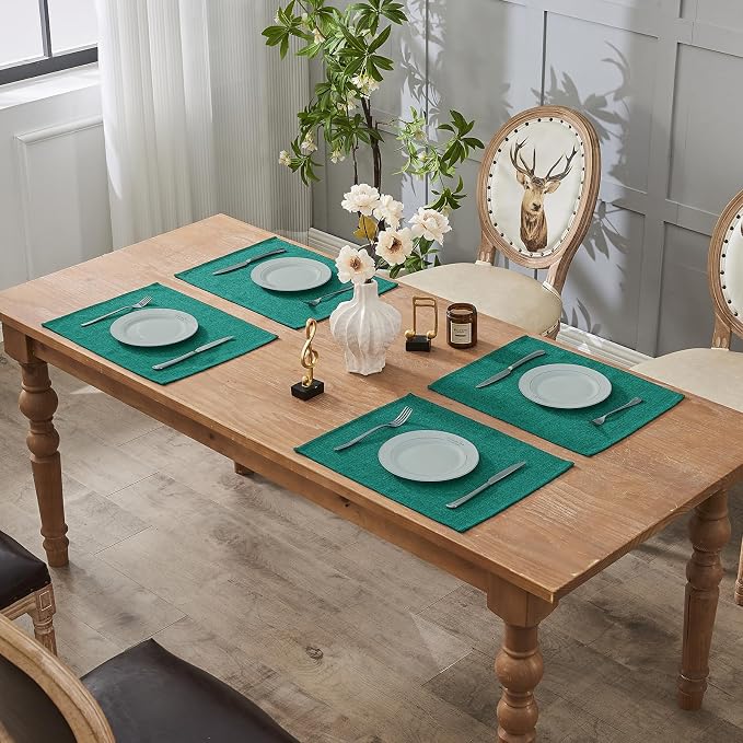 BALCONY & FALCON Placemats Set of 4 Faux Linen Cloth Place Mats Washable - Image 7